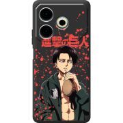 Черный чехол BoxFace Tecno POVA 6 Neo Атака Титанов Леви