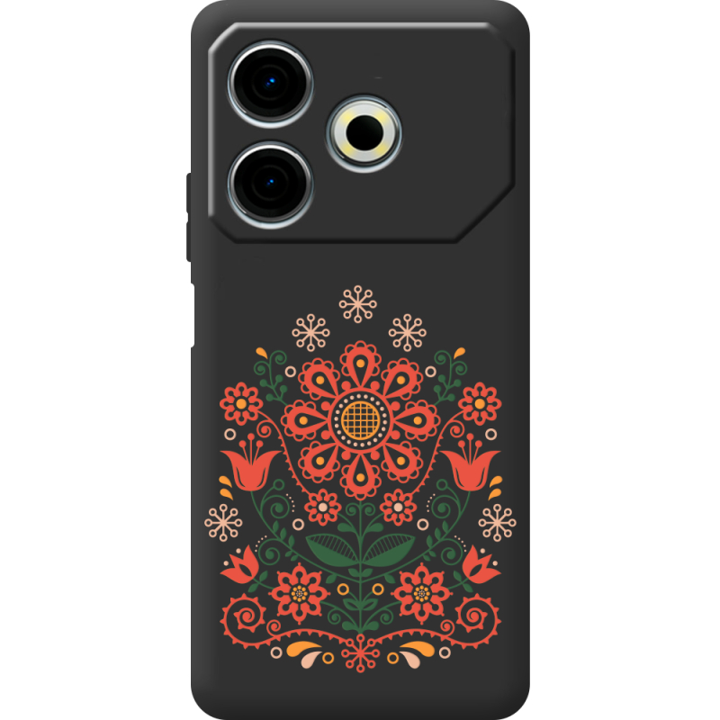 Черный чехол BoxFace Tecno POVA 6 Neo Ukrainian Ornament