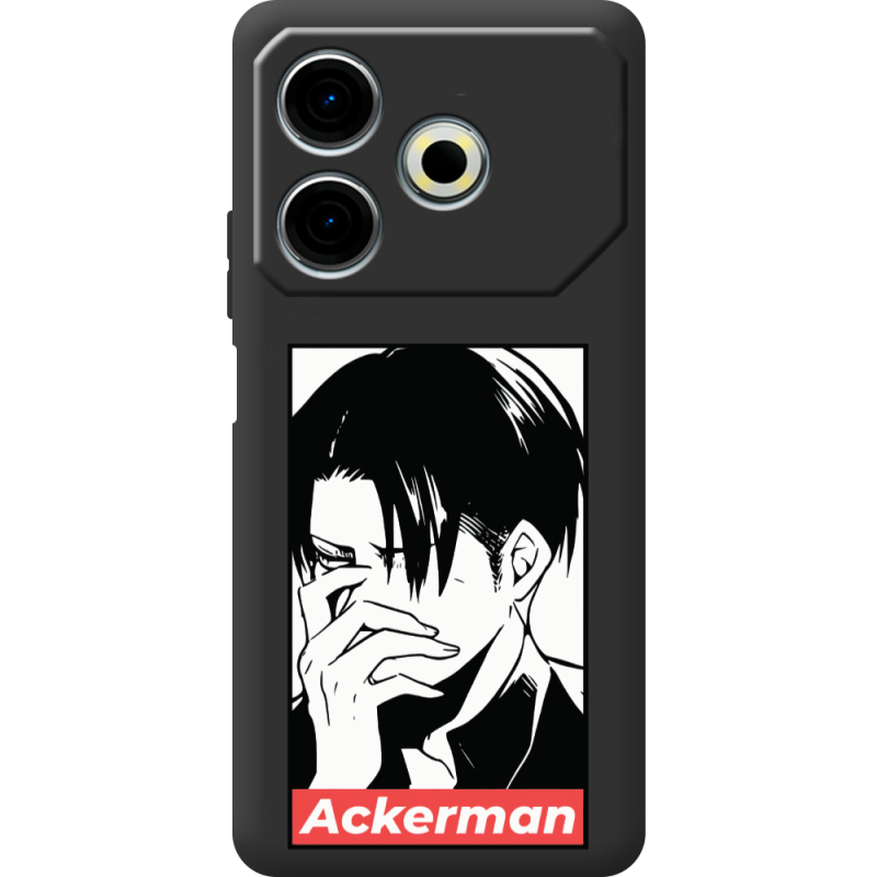Черный чехол BoxFace Tecno POVA 6 Neo Attack On Titan - Ackerman