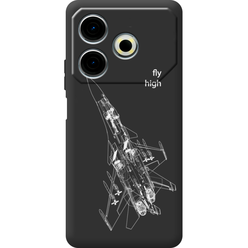 Черный чехол BoxFace Tecno POVA 6 Neo Військовий літак