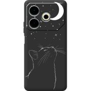 Черный чехол BoxFace Tecno POVA 6 Neo Місячний кіт