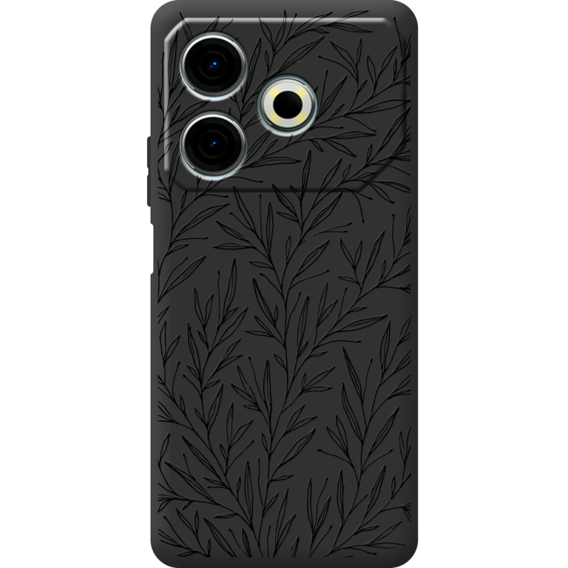 Черный чехол BoxFace Tecno POVA 6 Neo Leaves