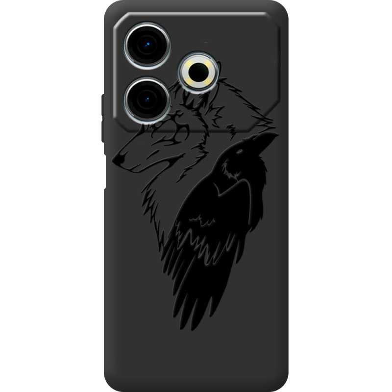 Черный чехол BoxFace Tecno POVA 6 Neo Wolf and Raven
