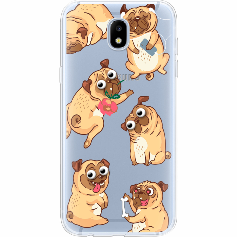 Прозрачный чехол Uprint Samsung J530 Galaxy J5 2017 с 3D-глазками Pug