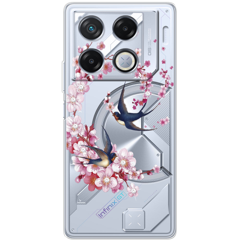 Чехол со стразами Infinix GT 20 Pro Swallows and Bloom