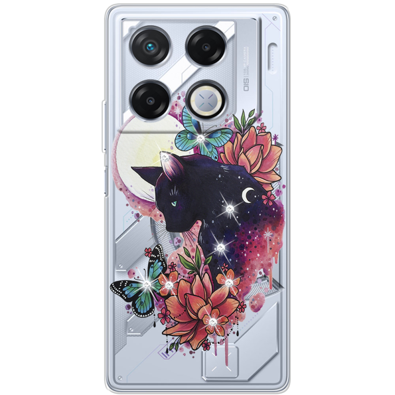 Чехол со стразами Infinix GT 20 Pro Cat in Flowers