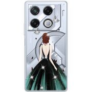 Чехол со стразами Infinix GT 20 Pro Girl in the green dress