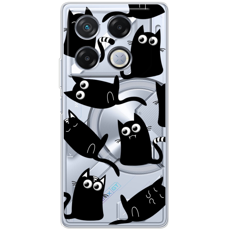 Прозрачный чехол BoxFace Infinix GT 20 Pro с 3D-глазками Black Kitty