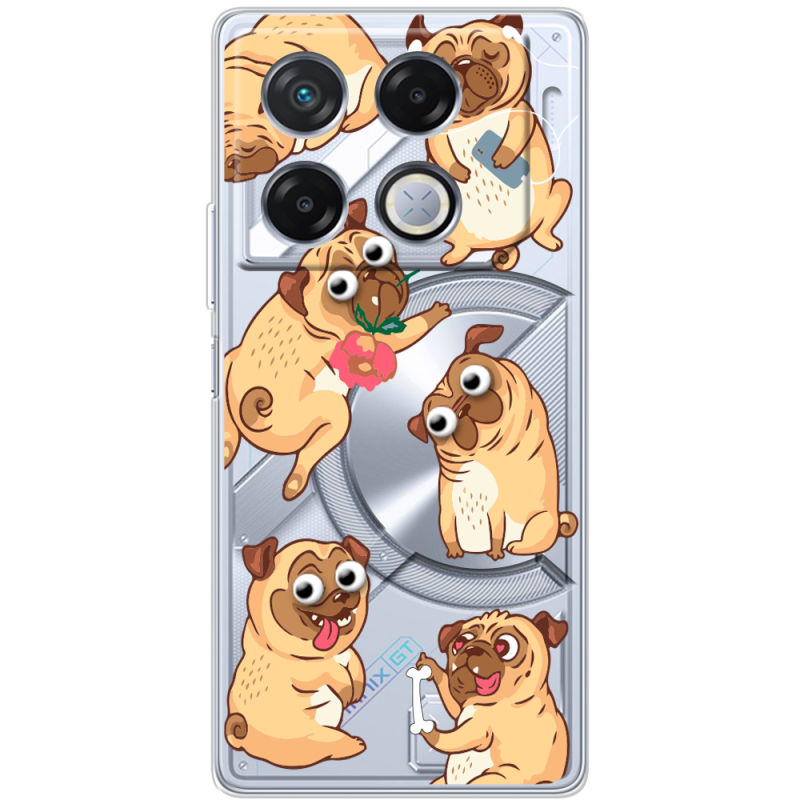 Прозрачный чехол BoxFace Infinix GT 20 Pro с 3D-глазками Pug