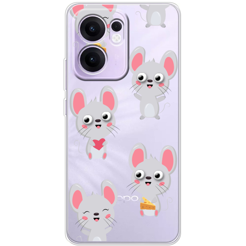 Прозорий чохол BoxFace OPPO Reno 13 FS 5G с 3D-глазками Mouse