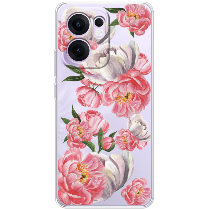 Прозорий чохол BoxFace OPPO Reno 13 FS 5G Peony Watercolor Style