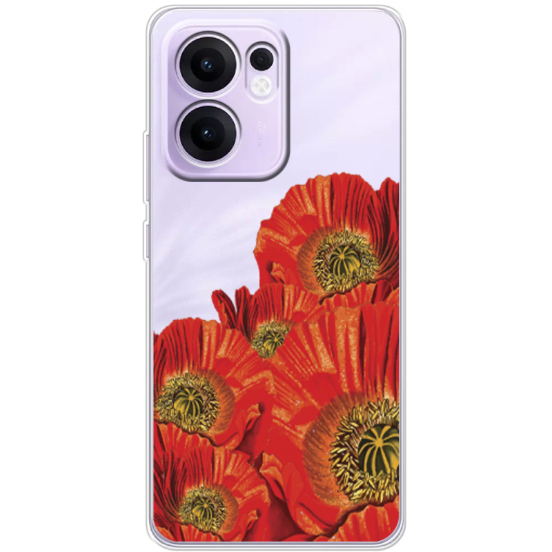 Прозорий чохол BoxFace OPPO Reno 13 FS 5G Red Poppies
