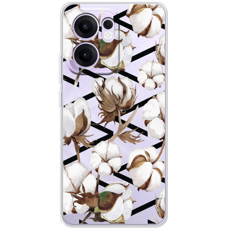Прозорий чохол BoxFace OPPO Reno 13 FS 5G Cotton flowers