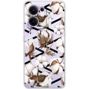 Прозорий чохол BoxFace OPPO Reno 13 FS 5G Cotton flowers