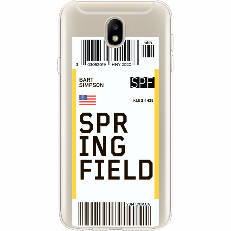 Прозрачный чехол Uprint Samsung J730 Galaxy J7 2017 Ticket Springfield