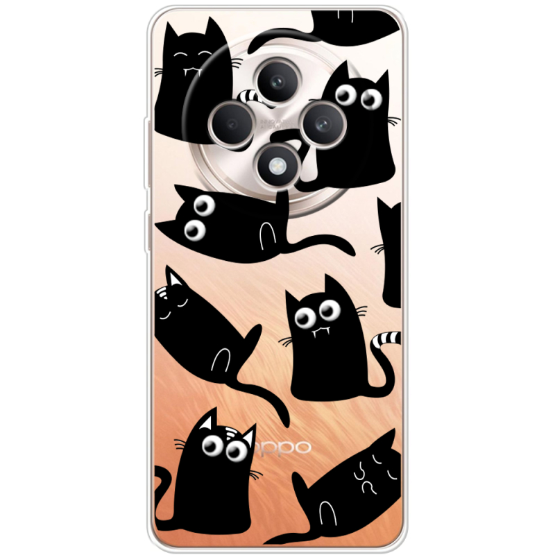 Прозорий чохол BoxFace OPPO Reno 12 FS с 3D-глазками Black Kitty