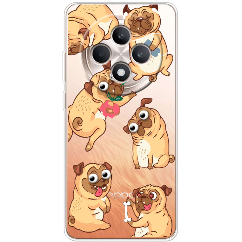 Прозорий чохол BoxFace OPPO Reno 12 FS с 3D-глазками Pug
