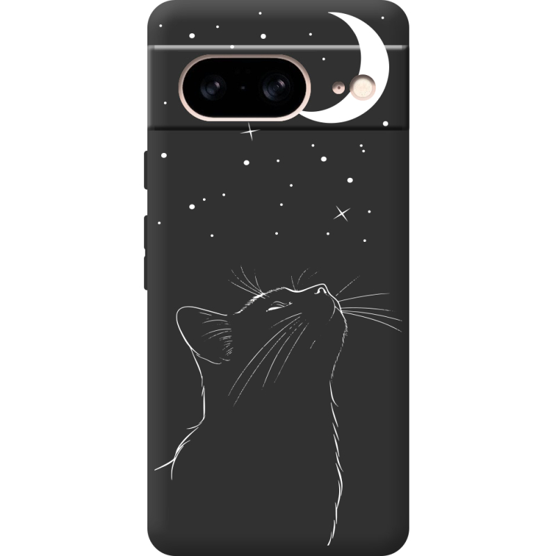 Черный чехол BoxFace Google Pixel 7 Місячний кіт