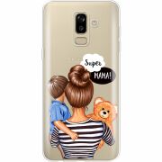 Прозрачный чехол Uprint Samsung J810 Galaxy J8 2018 Super Mama and Son