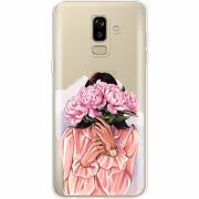 Прозрачный чехол Uprint Samsung J810 Galaxy J8 2018 Девушка с Пионами
