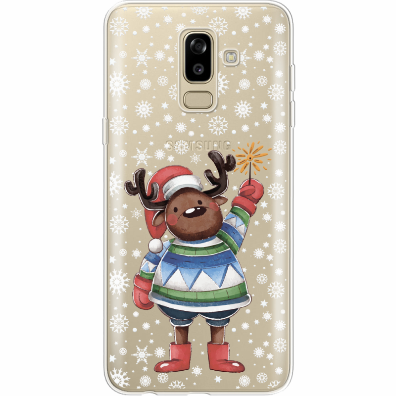 Прозрачный чехол Uprint Samsung J810 Galaxy J8 2018 Christmas Deer with Snow