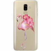 Прозрачный чехол Uprint Samsung J810 Galaxy J8 2018 Floral Flamingo