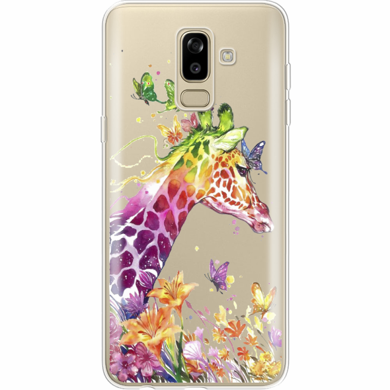 Прозрачный чехол Uprint Samsung J810 Galaxy J8 2018 Colorful Giraffe