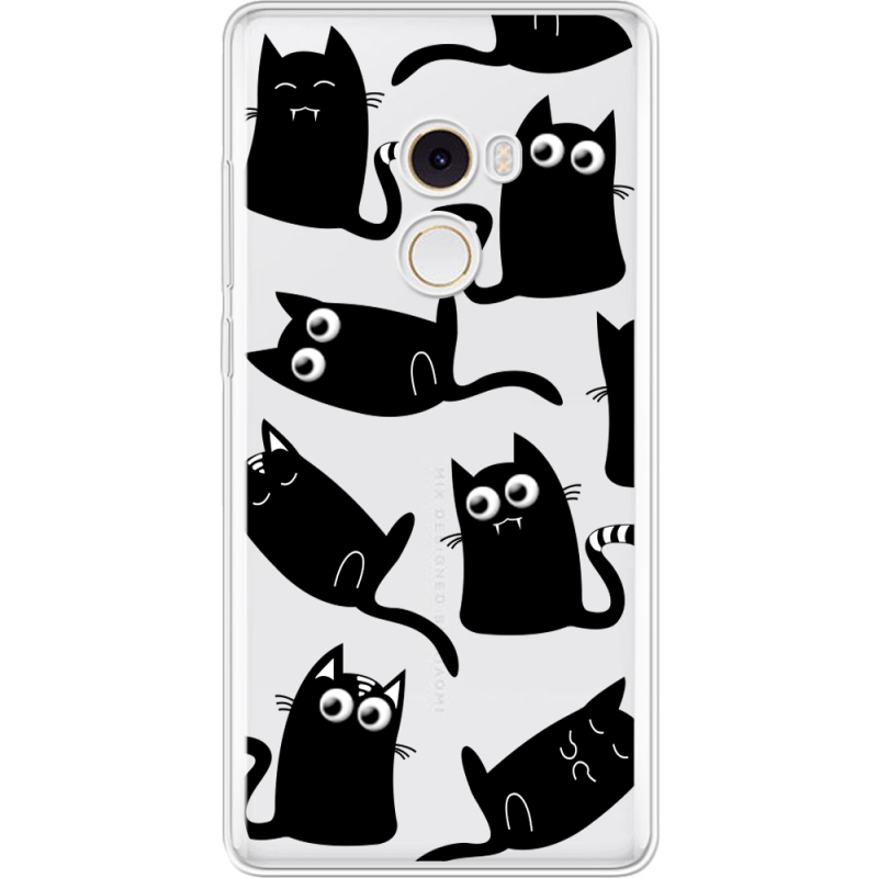 Прозрачный чехол Uprint Xiaomi Mi Mix 2 с 3D-глазками Black Kitty