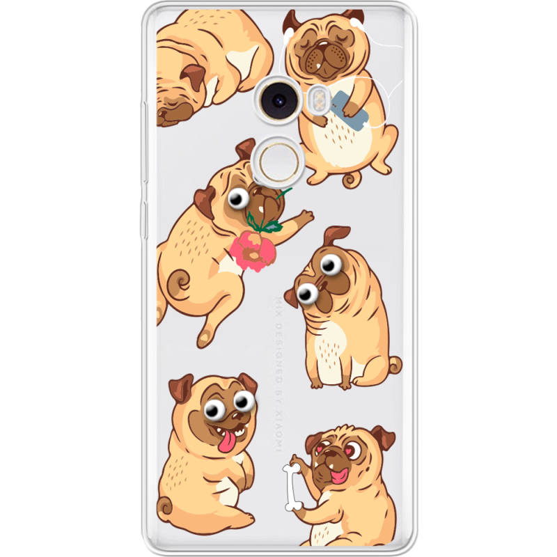 Прозрачный чехол Uprint Xiaomi Mi Mix 2 с 3D-глазками Pug