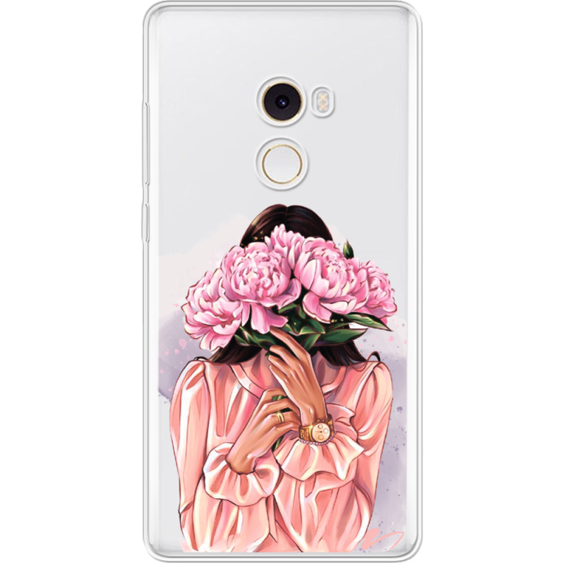Прозрачный чехол Uprint Xiaomi Mi Mix 2 Девушка с Пионами