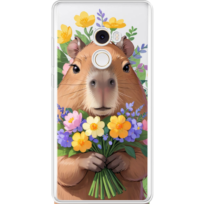 Прозрачный чехол Uprint Xiaomi Mi Mix 2 Капибара з квітами