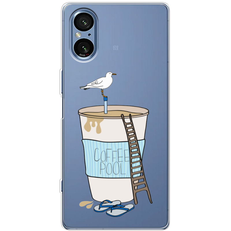 Прозорий чохол BoxFace Sony Xperia 5 V Segull in Cofee Pool