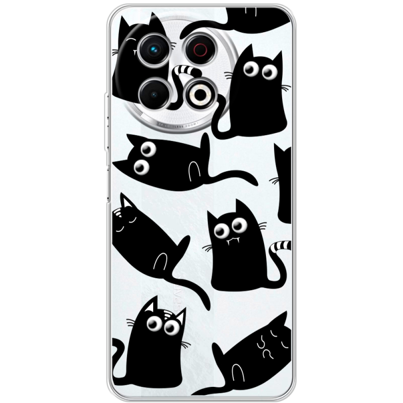 Прозорий чохол BoxFace Tecno Spark 30 Pro 4G с 3D-глазками Black Kitty