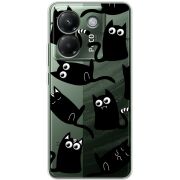 Прозорий чохол BoxFace Poco M7 Pro 5G с 3D-глазками Black Kitty