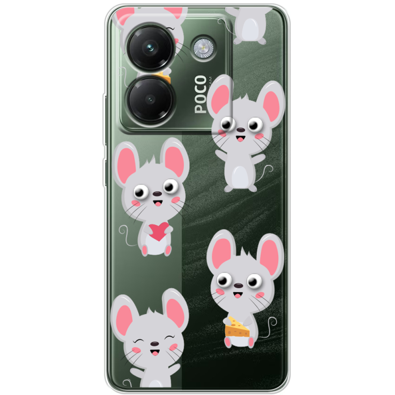 Прозорий чохол BoxFace Poco M7 Pro 5G с 3D-глазками Mouse