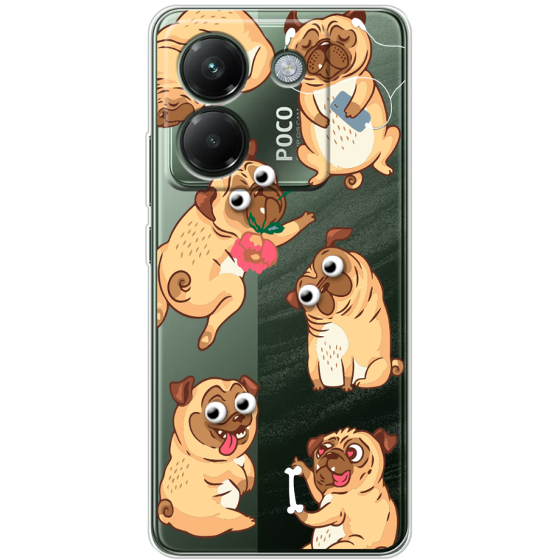 Прозорий чохол BoxFace Poco M7 Pro 5G с 3D-глазками Pug