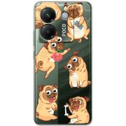 Прозорий чохол BoxFace Poco M7 Pro 5G с 3D-глазками Pug