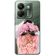 Прозорий чохол BoxFace Poco M7 Pro 5G Девушка с Пионами