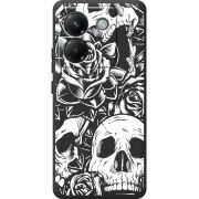 Чорний чохол BoxFace Poco M7 Pro 5G Skull and Roses
