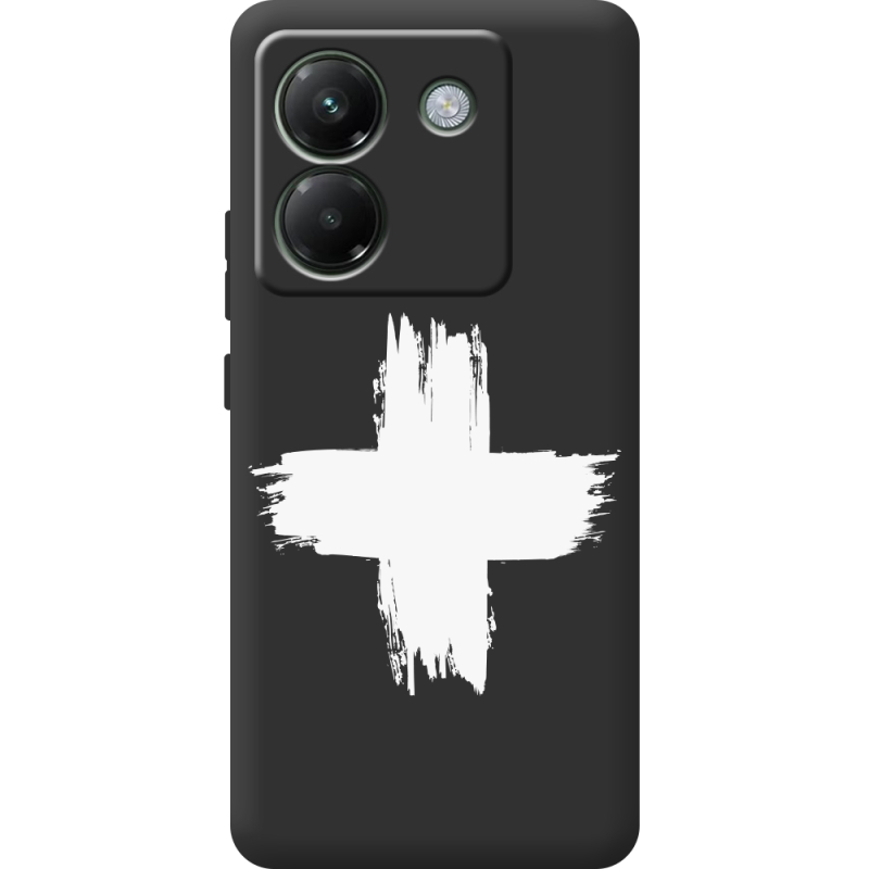 Чорний чохол BoxFace Poco M7 Pro 5G Білий хрест ЗСУ