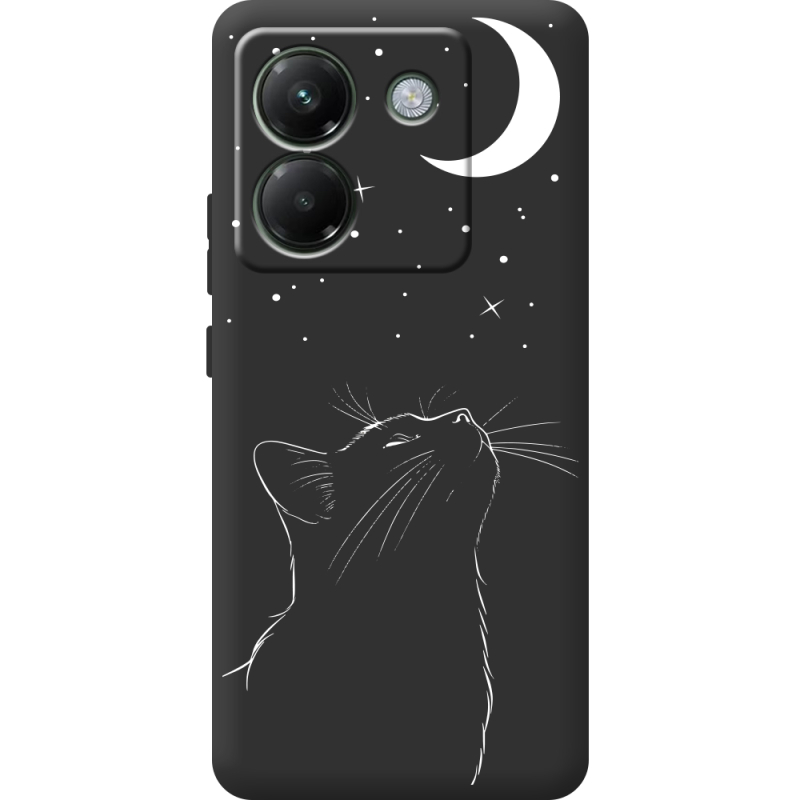 Чорний чохол BoxFace Poco M7 Pro 5G Місячний кіт
