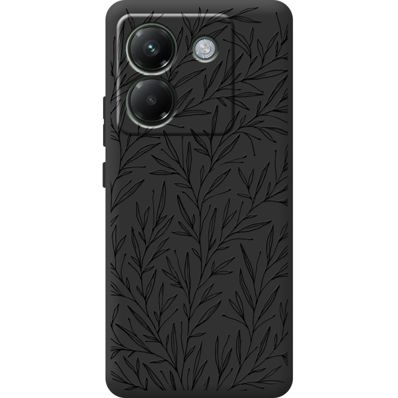 Чорний чохол BoxFace Poco M7 Pro 5G Leaves