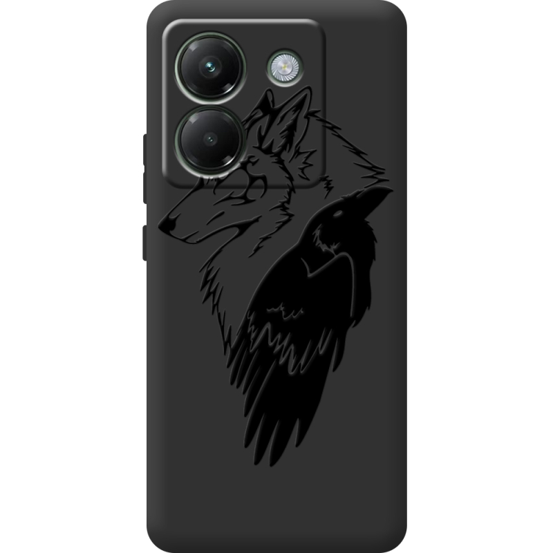 Чорний чохол BoxFace Poco M7 Pro 5G Wolf and Raven