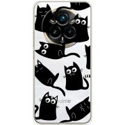 Прозорий чохол BoxFace Realme 14 Pro Plus с 3D-глазками Black Kitty