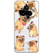 Прозорий чохол BoxFace Realme 14 Pro Plus с 3D-глазками Pug