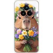 Прозорий чохол BoxFace Realme 14 Pro Plus Капибара з квітами