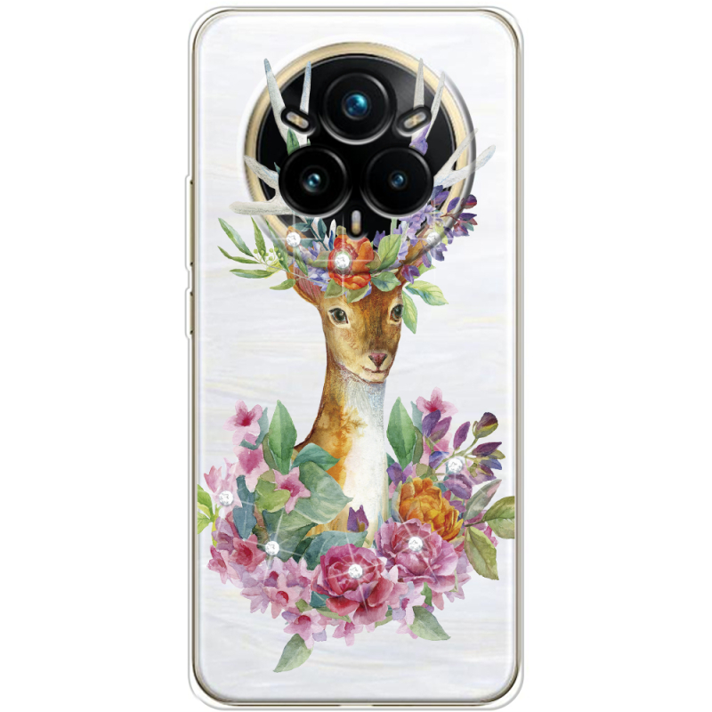 Чохол зі стразами Realme 14 Pro Plus Deer with flowers