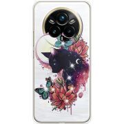Чохол зі стразами Realme 14 Pro Plus Cat in Flowers