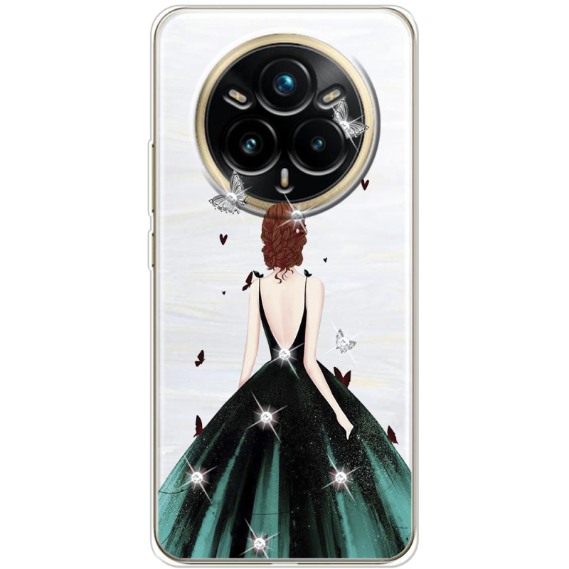 Чохол зі стразами Realme 14 Pro Plus Girl in the green dress