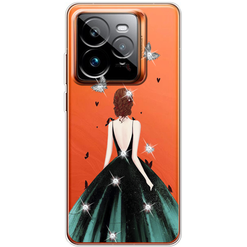 Чохол зі стразами Realme GT 7 Pro Girl in the green dress
